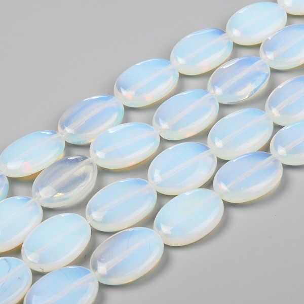 

PandaHall Opalite Beads Strands, Oval, 25x18x8mm, Hole: 1.5mm, about 16pcs/strand, 15.75 inch(40cm) Opalite Oval