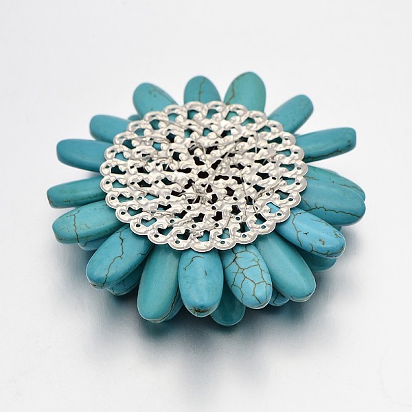 Dye Synthetic Turquoise Flower Cabochons