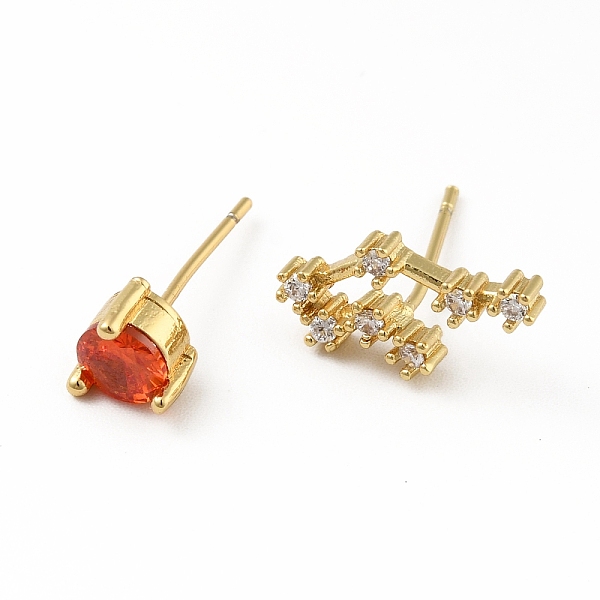 

PandaHall Cubic Zirconia Constellation Asymmetrical Earrings, Real 18K Gold Plated Brass Stud Earrings, Cadmium Free & Lead Free, Gemini...