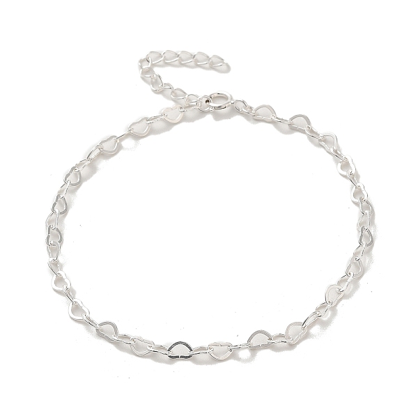 

PandaHall 925 Sterling Silver Heart Link Chain Bracelets for Women, Silver, 6-3/4 inch(17cm) Sterling Silver