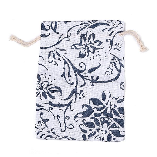 

PandaHall Burlap Pouches, Polyester Drawstring Bags, Flower Pattern, Blue, 18.5x13mm Burlap Flower Blue