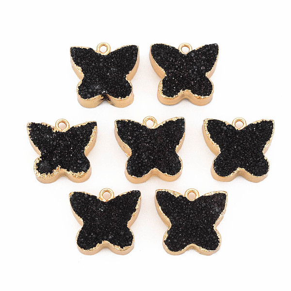 

PandaHall Natural Druzy Agate Pendants, with Light Gold Plated Iron Findings, Butterfly, Black, 17~18x18~19x5~6.5mm, Hole: 1.6mm Druzy Agate...