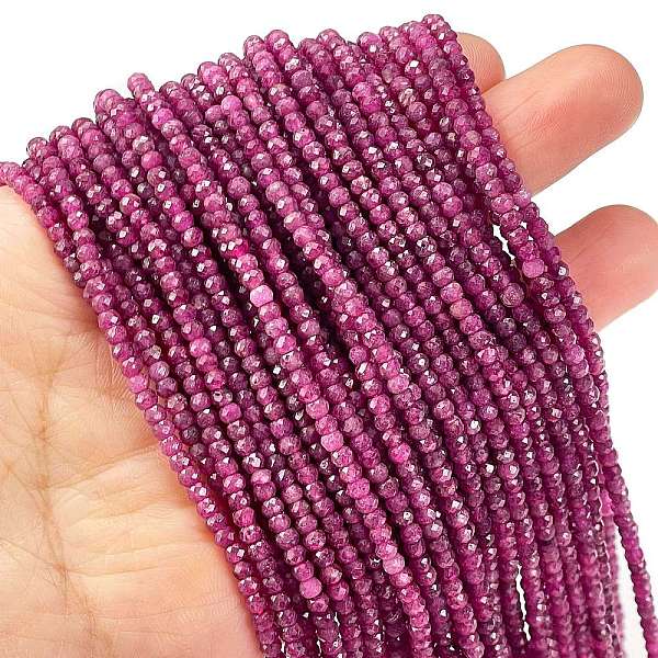 

PandaHall Natural Ruby/Red Corundum Beads Strands, Faceted, Rondelle, 3x2mm, Hole: 0.7mm, about 182pcs/strand, 15.35 inch(39cm) Ruby...