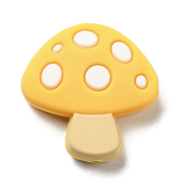 

PandaHall Mushroom Food Grade Eco-Friendly Silicone Focal Beads, Chewing Beads For Teethers, DIY Nursing Necklaces Making, Gold, 28.5x28x9mm...