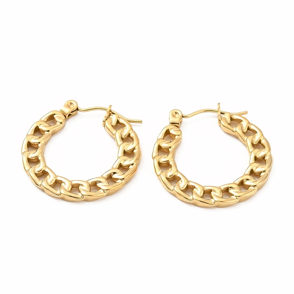 

PandaHall Ion Plating(IP) 304 Stainless Steel Curb Chain Shape Stud Earrings for Women, Golden, 20x22x2mm, Pin: 0.7mm 304 Stainless Steel...