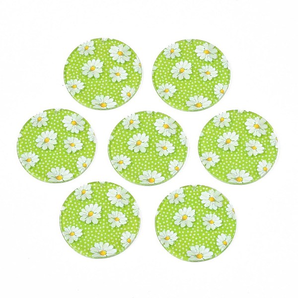 

PandaHall Transparent Printed Acrylic Pendants, with Glitter Powder, Flat Round with Daisy, Green Yellow, 38x2.5mm, Hole: 1.4mm Acrylic Flat...