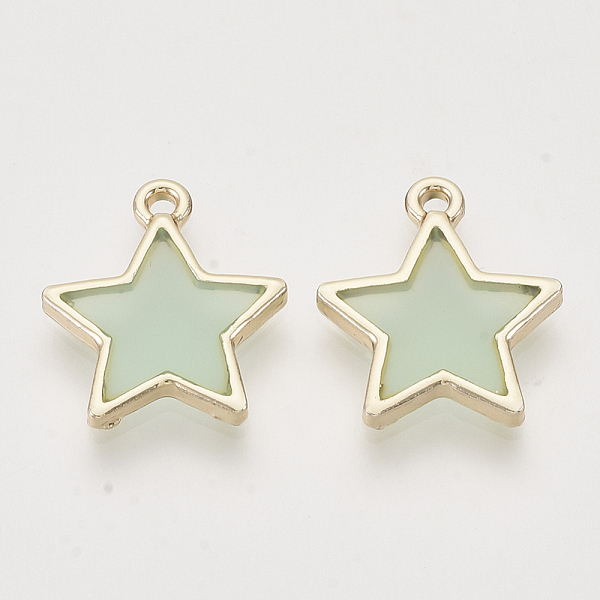

PandaHall Epoxy Resin Pendants, with Light Gold Alloy Open Back Settings, Star, Medium Sea Green, 19x16.5x2.5mm, Hole: 1.5mm Alloy+Epoxy...