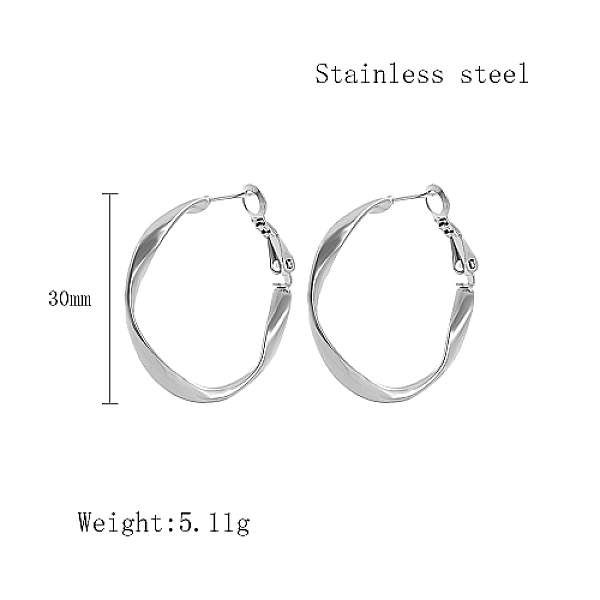 

PandaHall Stainless Steel Hoop Earrings for Women, Stainless Steel Color, Twist, 30mm Stainless Steel Twist