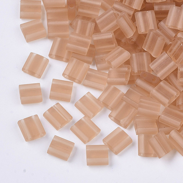 

PandaHall 2-Hole Glass Seed Beads, Transparent Colours, Frosted, Rectangle, Dark Salmon, 5x4.5~5.5x2~2.5mm, Hole: 0.5~0.8mm Glass Rectangle..., Red