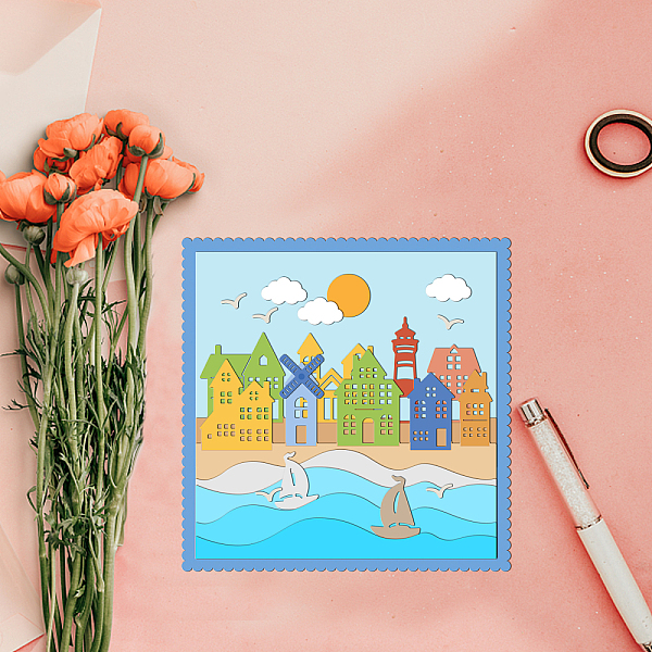

PandaHall GLOBLELAND 3Pcs Seaside Town Cutting Dies Metal Boat City View Die Cuts Embossing Stencils Template for Paper Card Making...