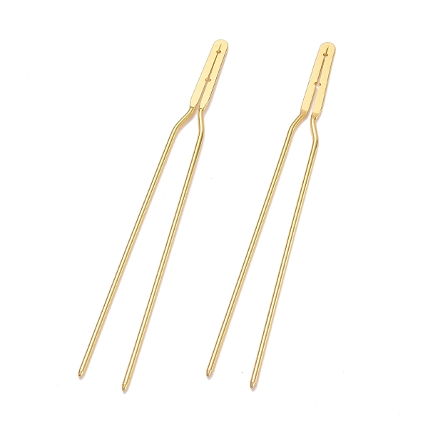 

PandaHall Brass Hair Fork Findings, U Shaped, Golden, 152x15x2mm, Hole: 1.5mm Brass
