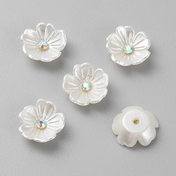 

PandaHall Opaque Resin Pave Rhinestone Cabochons, Flower, White, 11x11x3.5mm Resin Flower White