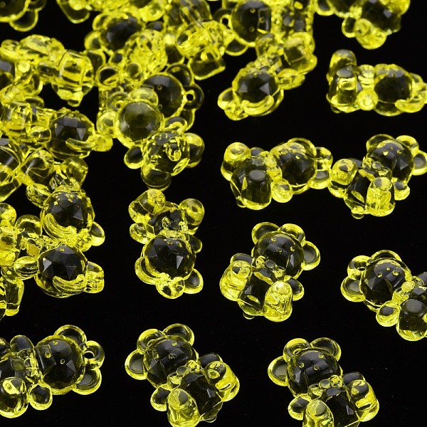 

PandaHall Transparent Acrylic Pendants, Faceted, Bear, Yellow, 19.5x13.5x10.5mm, Hole: 1.5mm, about 400pcs/500g Acrylic Bear Yellow