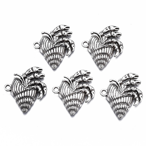 

PandaHall Tibetan Style Alloy Pendants, Cadmium Free & Nickel Free & Lead Free, Pagurian, Thailand Sterling Silver Plated, 25.5x22x4mm, Hole...