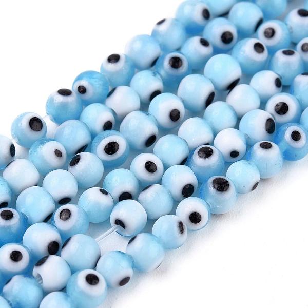 

PandaHall Handmade Evil Eye Lampwork Round Bead Strands, Dodger Blue, 4mm, Hole: 1mm, about 100pcs/strand, 14.56 inch Lampwork Evil Eye Blue