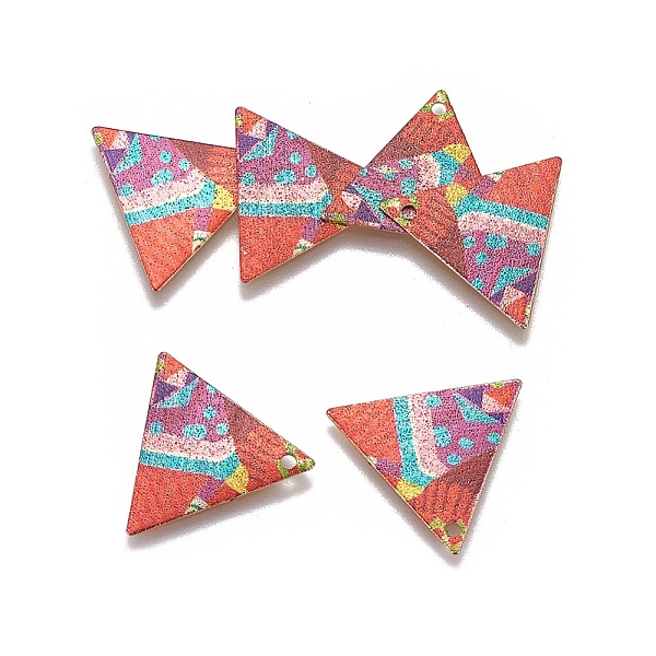 

PandaHall Printed Iron Pendants, Triangle, Light Gold, Colorful, 19.5x22x0.5mm, Hole: 1.6mm Iron Triangle