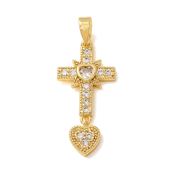 Pendenti in ottone con micro pavé di zirconi cubici trasparenti