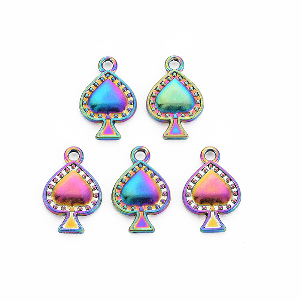 

PandaHall Rack Plating Rainbow Color Alloy Pendants, Cadmium Free & Nickel Free & Lead Free, Spade, 19x12x2mm, Hole: 1.8mm Alloy Others