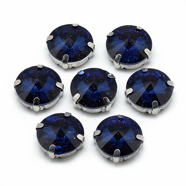 

PandaHall Sew on Rhinestone, Multi-strand Links, Glass Rhinestone, with Brass Prong Settings, Garments Accessories, Faceted, Flat Round..., Blue