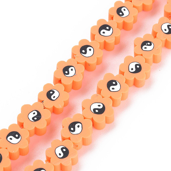 

PandaHall Handmade Polymer Clay Bead Strands, Flower with Yin Yang, Light Salmon, 7~9x7~9x4~5mm, Hole: 1.2~1.4mm, about 40pcs/strand, 12.24...