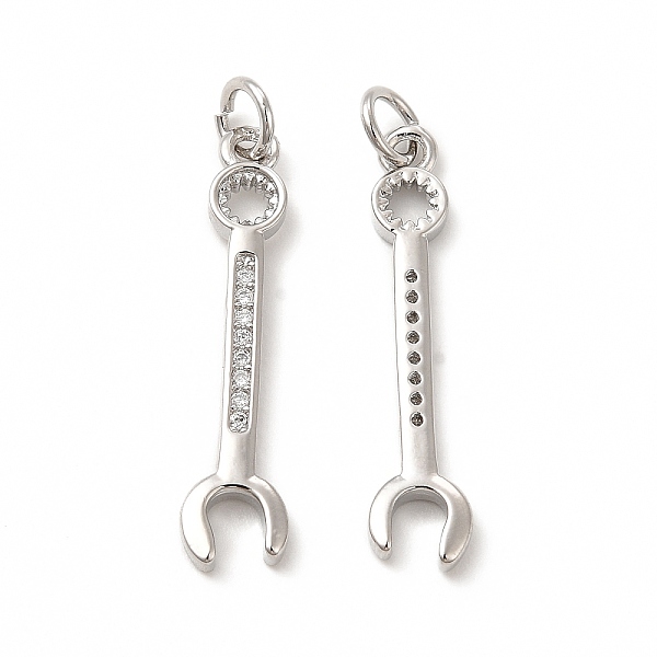 

PandaHall Rack Plating Brass Micro Pave Cubic Zirconia Tool Pendants, Cadmium Free & Lead Free, Wrench Charm, with Jump Ring, Real Platinum..., Clear