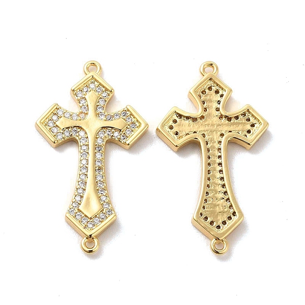 

PandaHall Brass Micro Pave Clear Cubic Zirconia Connetor Charms, Religion Cross Links, Golden, 30x16.5x2.5mm, Hole: 1.5mm Brass+Cubic...
