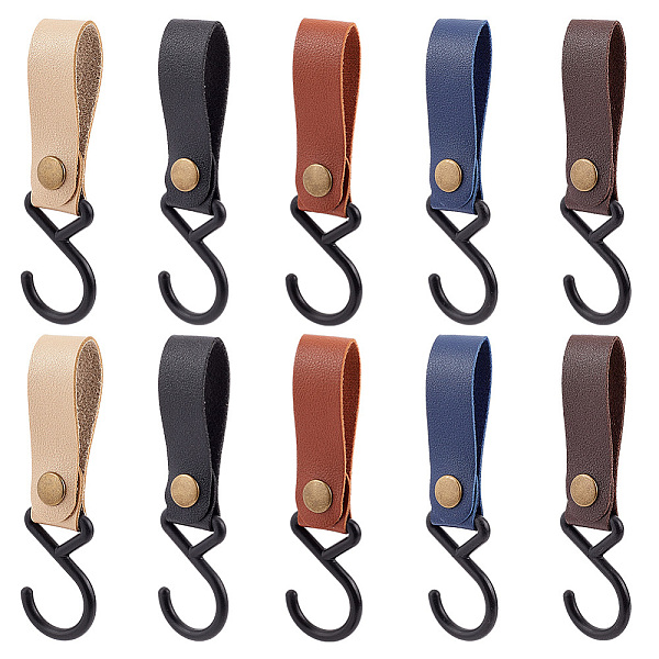 

PandaHall AHANDMAKER 10 Pcs Leather S Hook for Hanging, Leather S Shelf Hangers, Utility Camping Hooks Hanging Pots and Pans..., Multicolor