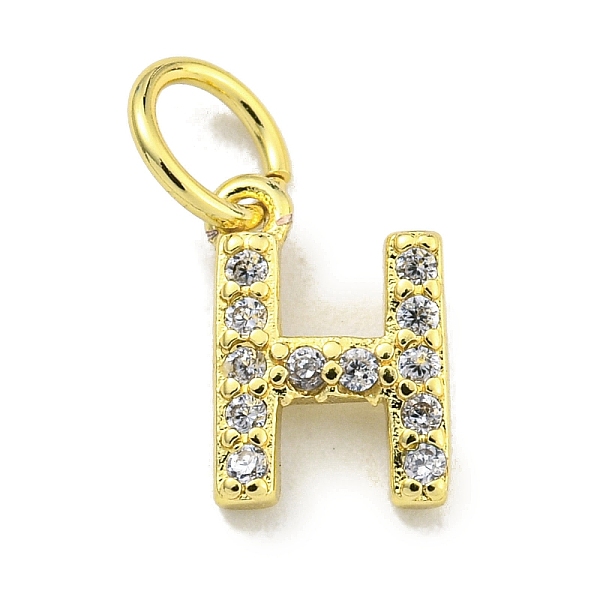 

PandaHall Letter Brass Micro Pave Clear Cubic Zirconia Pendants, Jump Ring, Real 18K Gold Plated, Letter H, 10x8x1.8mm, Jump Ring: 5x0.9mm...