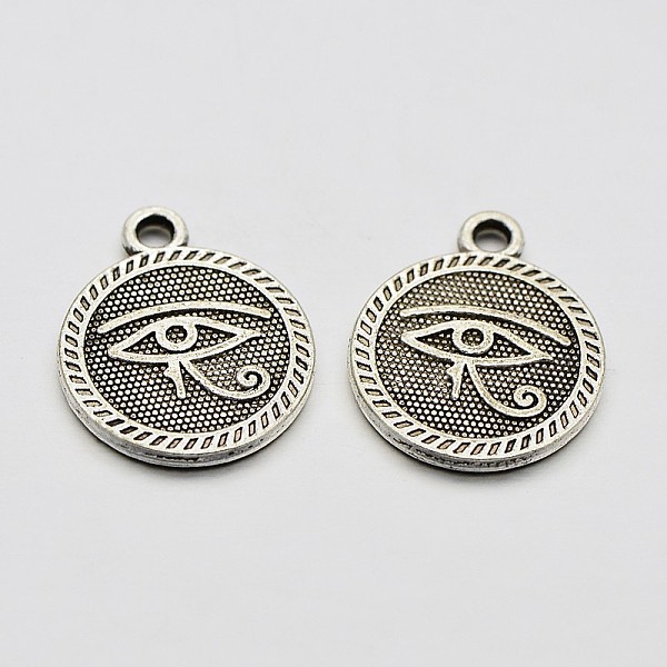 

PandaHall Tibetan Style Alloy Pendants, Flat Round with Horus Eye Pattern, Lead Free & Nickel Free, Antique Silver, 18x15x2mm, Hole: 2mm...