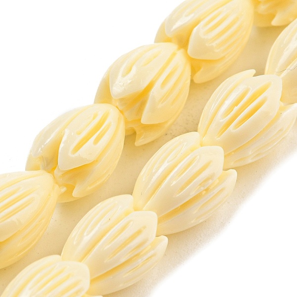 

PandaHall Craved Flower Synthetical Coral Bead Strands, 11x8mm, Hole: 1.5mm, about 25pcs/strand, 10 inch Synthetic Coral Flower