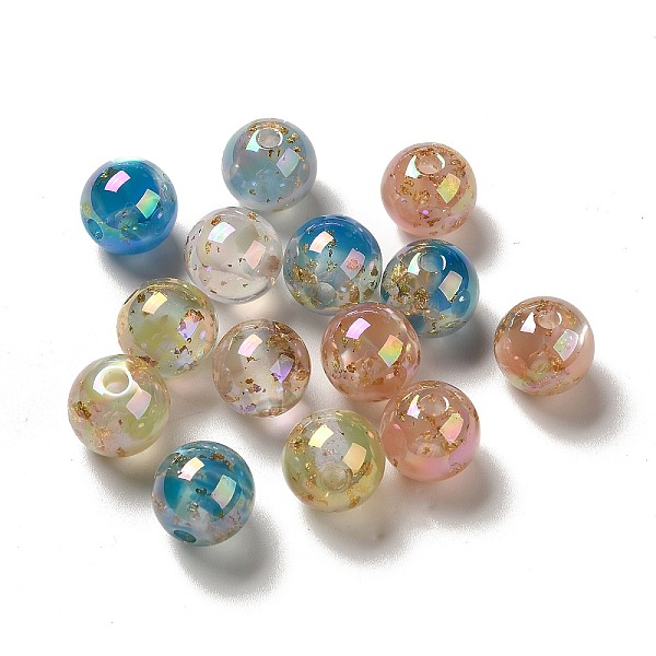 

PandaHall Resin Beads, with Gold Foil, Round, Mixed Color, 14x13.3mm, Hole: 3.3mm Resin Round Multicolor