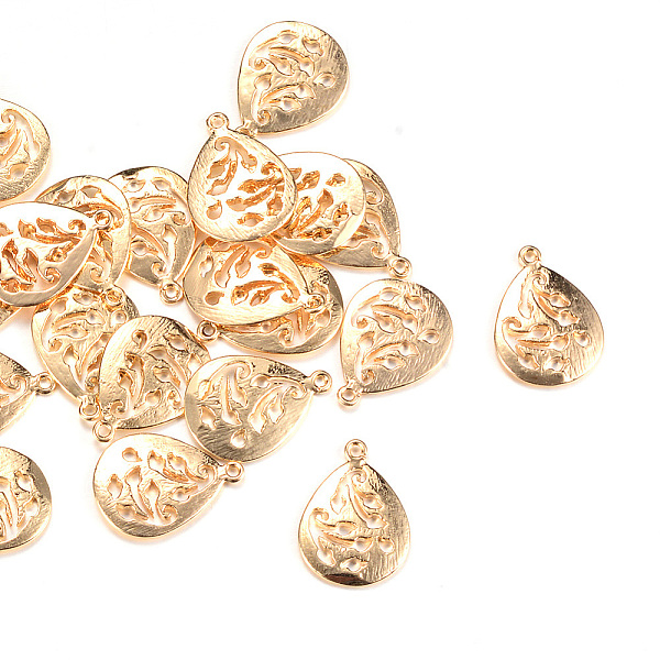 

PandaHall Brass Pendants, teardrop, Light Gold, 17x13x1.5mm, Hole: 1mm Brass Teardrop