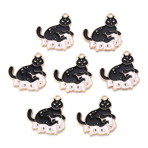 

PandaHall Light Gold Tone Alloy Enamel Pendants, Cat Charms, Black, 27.5x26x1.5mm, Hole: 1.8mm Alloy+Enamel Cat Shape Black