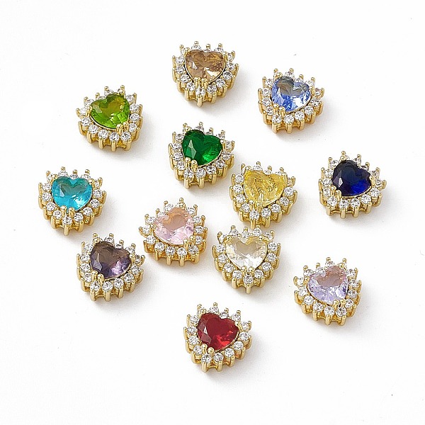 

PandaHall Rack Plating Brass Micro Pave Cubic Zirconia Beads, with Glass, Real 18K Gold Plated, Long-Lasting Plated, Cadmium Free & Nickel..., Multicolor
