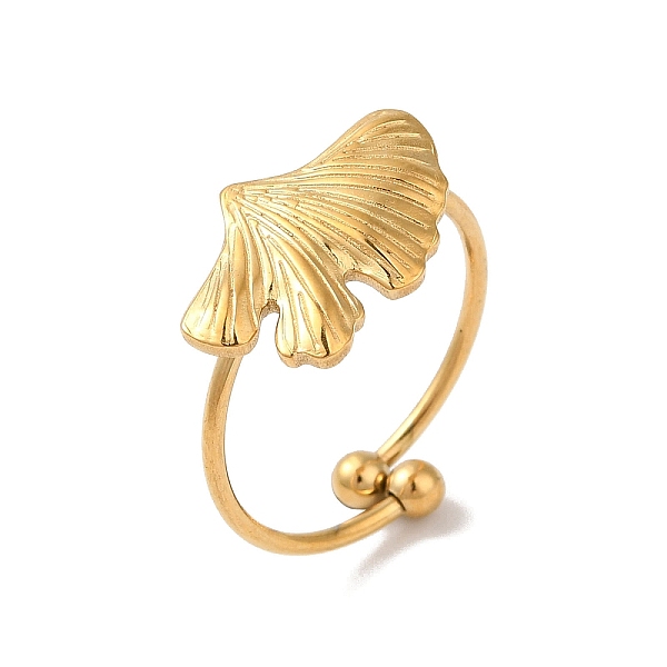 

PandaHall Ion Plating(IP) 304 Stainless Steel Ginkgo Leaf Open Cuff Rings for Women, Golden, 11x17mm 304 Stainless Steel Leaf