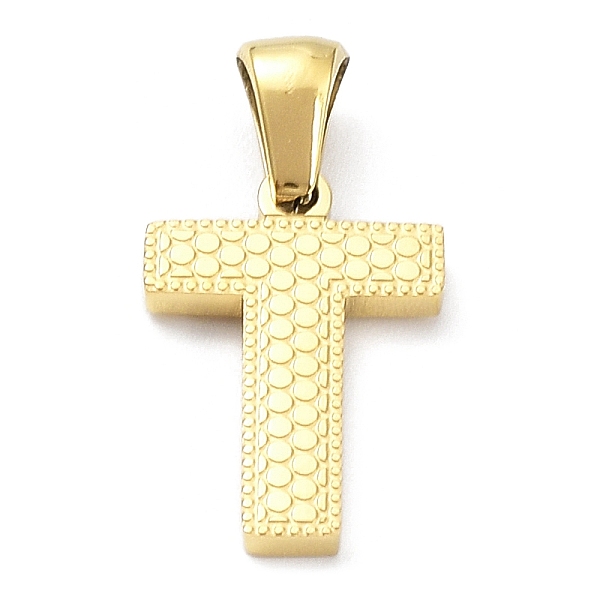 

PandaHall Ion Plating(IP) 316L Surgical Stainless Steel Pendants, Real 18K Gold Plated, Letter Charm, Textured, Letter T, 17x11.5x1.6mm...