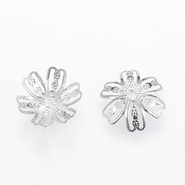 

PandaHall 304 Stainless Steel Fancy Bead Caps, 6-Petal Flower, Stainless Steel Color, 15x14x4mm, Hole: 1mm 304 Stainless Steel