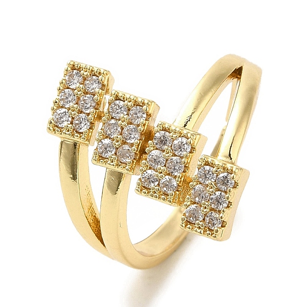 

PandaHall Brass Micro Pave Cubic Zirconia Rings for Women, Long-Lasting Plated, Rectangle, Golden, US Size 7 1/4(17.5mm) Brass+Cubic..., Clear