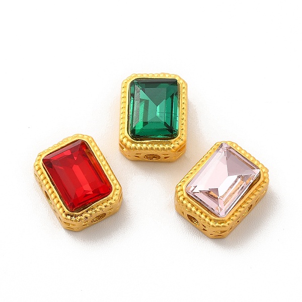 

PandaHall Alloy Beads, with Glass, Lead Free & Cadmium Free, Matter Gold Color, Rectangle, Mixed Color, 11.8x8.8x6mm, Hole: 1.8mm..., Multicolor