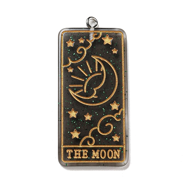 

PandaHall Transparent Resin Tarot Card Pendants, Glitter Rectangle Charms with Platinum Plated Iron Loops, Gold, 44x20x3mm, Hole: 2mm...