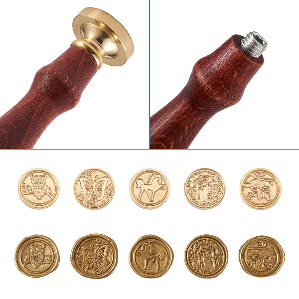 

PandaHall Wax Seal Stamp Making Kits, Including Wood Handle and Brass Wax Seal Stamp Heads, Saddle Brown, 80x22mm, Hole: 4mm, 14pcs/set...