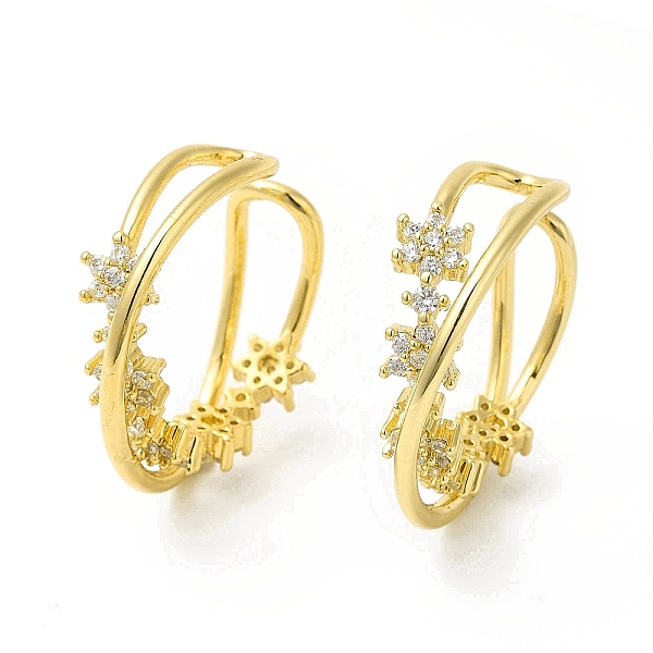 

PandaHall Clear Cubic Zirconia Criss Cross with Star Cuff Earring, Brass Non-piercing Jewelry for Women, Cadmium Free & Nickel Free & Lead...
