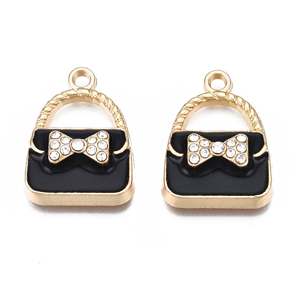 

PandaHall Rack Plating Alloy Enamel Pendants, with Crystal Rhinestone, Cadmium Free & Nickel Free & Lead Free, Bag, Black, 23.5x17.5x6mm...