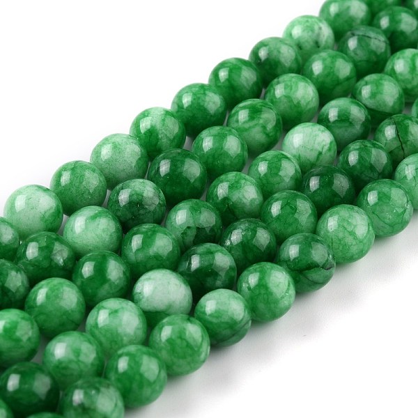 PandaHall Natural White Jade Beads, Round, Dyed, Lime Green, 8mm, Hole: 1mm, about 49pcs/strand, 15.16''(38.5cm) White Jade Round