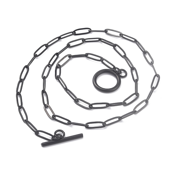 

PandaHall 304 Stainless Steel Paperclip Chain Necklaces, with Toggle Clasps, Electrophoresis Black, 17.67 inch(44.9cm) 304 Stainless Steel