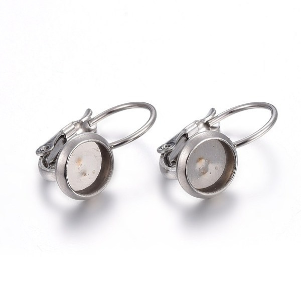 

PandaHall 304 Stainless Steel Leverback Earring Settings, Flat Round, Stainless Steel Color, Tray: 6mm, 16x8x11mm, Pin: 0.7mm 304 Stainless...