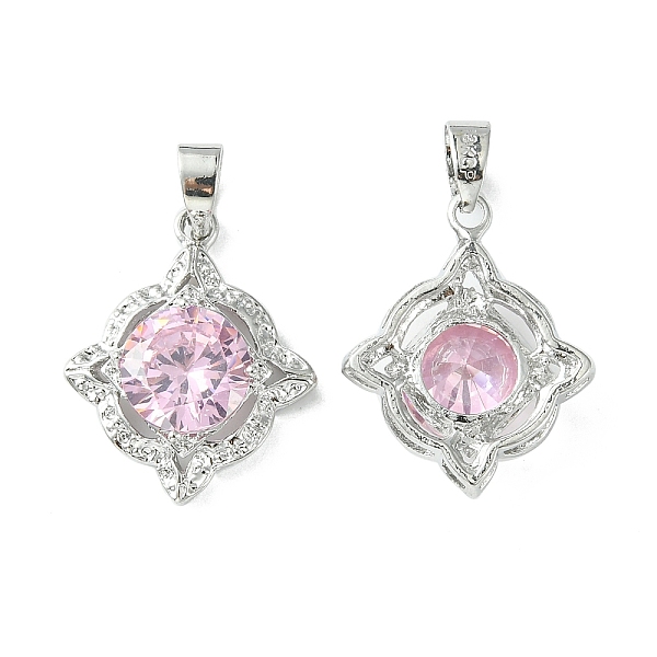 

PandaHall Brass Micro Pave Pink Cubic Zirconia Pendants, Flower Charm, Real Platinum Plated, 21.5x17x5.5mm, Hole: 4.5x3.5mm Brass+Cubic...