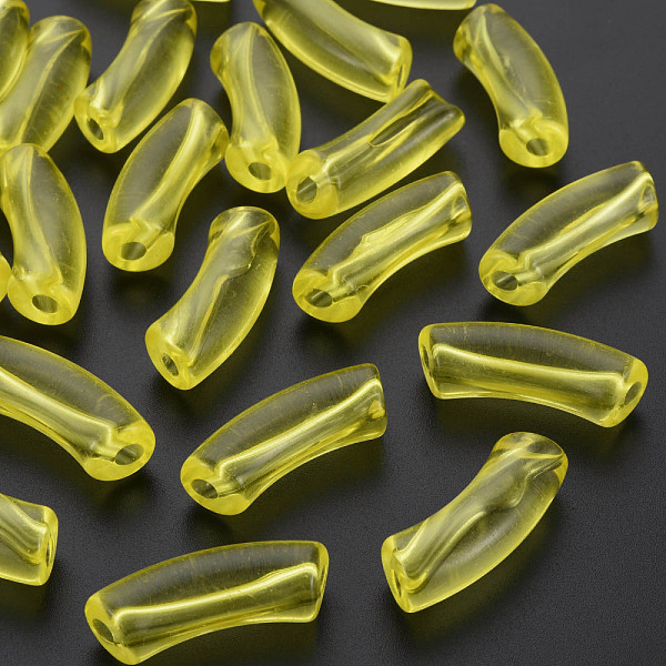 

PandaHall Transparent Acrylic Beads, Curved Tube, Yellow, 32x9.5x8mm, Hole: 1.8mm, about 330pcs/500g Acrylic Tube Yellow