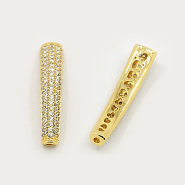 

PandaHall Brass Micro Pave Cubic Zirconia Beads, Hollow, Tube, Golden, 33x7x5mm, Hole: 1.5mm Brass+Cubic Zirconia Tube