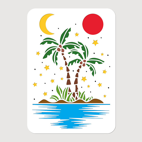 

PandaHall Star Coconut Tree Painting Stencil, 11.69x8.27 Inch Reusable Craft PET Stencils Hollow Out Drawing Painting Template for Painting...